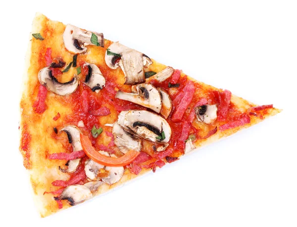 Смачний шматочок піци ізольований на білому — стокове фото
