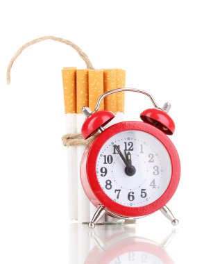 Cigarettes tied with rope and wick isolateed on white clipart