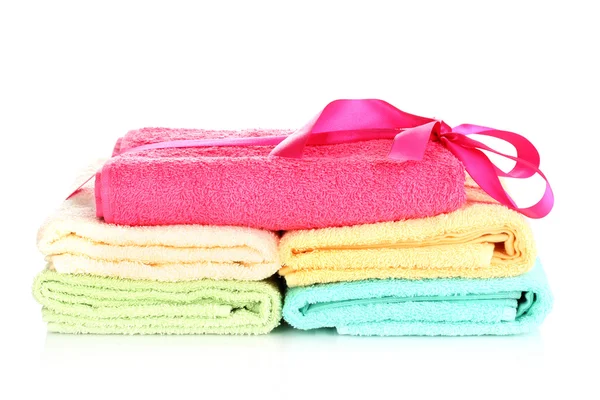 Πολύχρωμο πετσέτες με κορδέλα που απομονώνονται σε λευκό — Φωτογραφία Αρχείου
