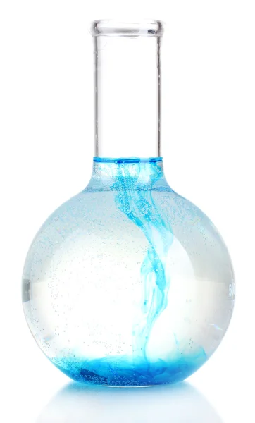 Tinta brilhante em um frasco com água isolada em branco — Fotografia de Stock