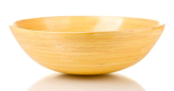 Порожня дерев'яна чаша ізольована на білому — стокове фото