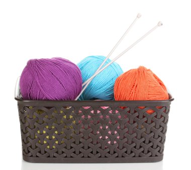 beyaz izole plastik sepet örgü ipliği