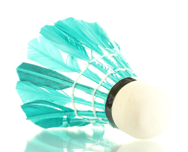 Blå fjäder badmintonbollen isolerad på vit — Stockfoto