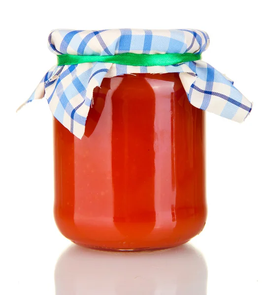 Jar with tomato paste isolated on white — Stock Photo, Image