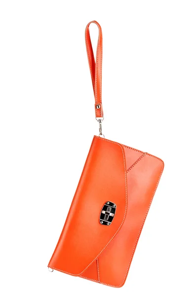 Красивая оранжевая кожаная сумка — стоковое фото
