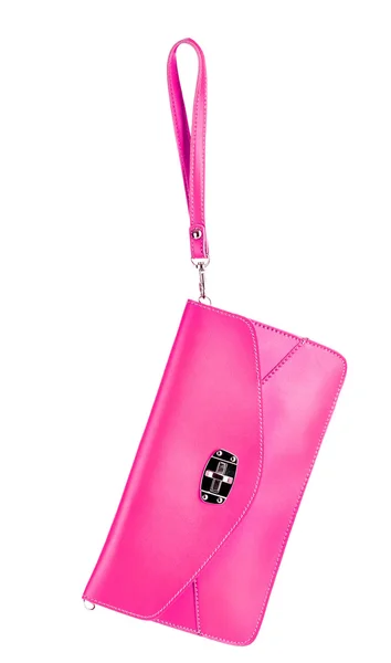 Красивая розовая кожа женская сумка изолированы на белом — стоковое фото