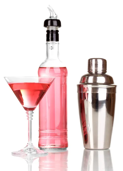 Smaczny koktajl różowy na białym tle — Zdjęcie stockowe