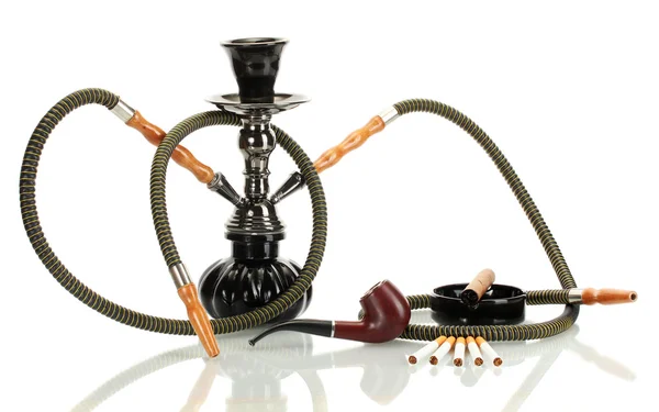 Smoking tools - a hookah, cigar, cigarette and pipe isolated on white background — Stock Photo, Image