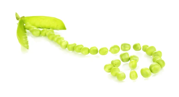 白に隔離された緑のエンドウ豆 — ストック写真