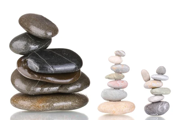 Stacks of balanced stones isolated on white — Stock Photo, Image