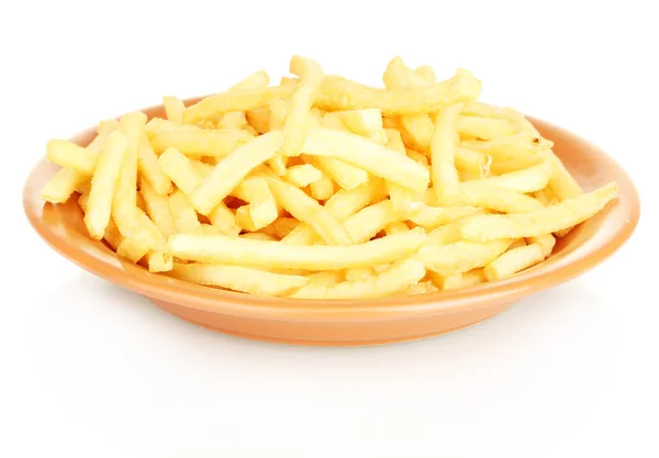 Potatis frites i plattan isolerad på vit — Stockfoto