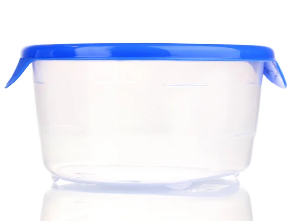 Recipiente de plástico para alimentos isolados em branco — Fotografia de Stock