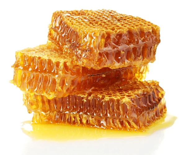 하얀 털을 가진 꿀이 달린 감미 로운 벌집 — 스톡 사진