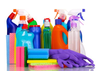 Cleaning items isolated on white clipart