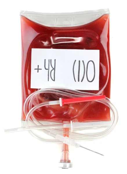 Bolsa de sangre e infusión aislada en blanco — Foto de Stock