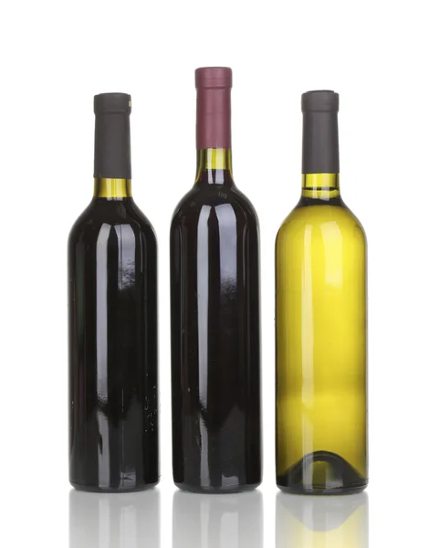 Flessen van grote wijn geïsoleerd op wit — Stockfoto