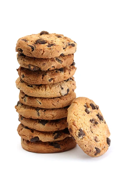Csokoládé chip cookie-kat, elszigetelt fehér — Stock Fotó