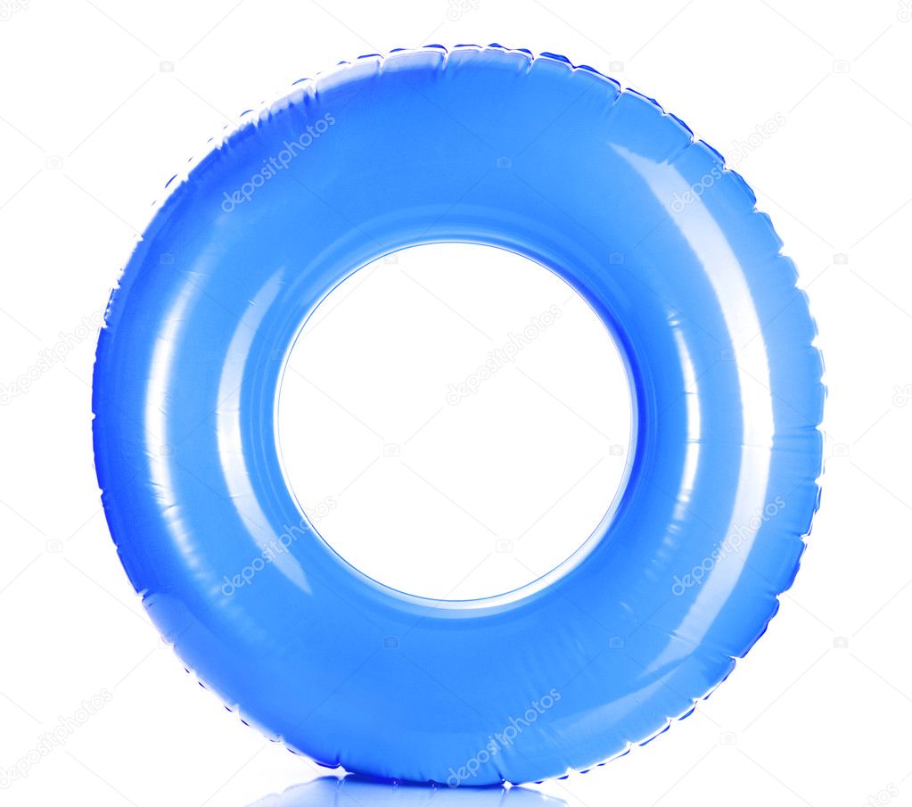 Blue life ring isolated on white