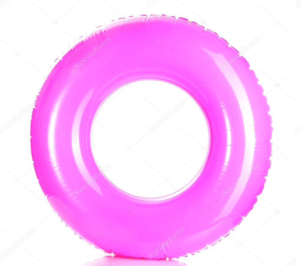 Pink life ring isolated on white
