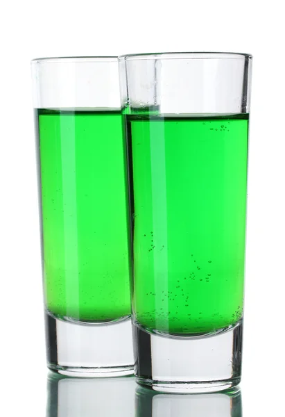 stock image Two glasses of absinthe isolated on white