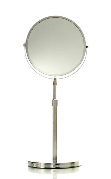 Kulatý stůl zrcadlo izolované na bílém — Stock fotografie