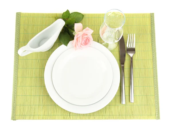 Table setting on a bamboo mat — Stock Photo, Image