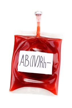 Bag of blood isolated on white clipart