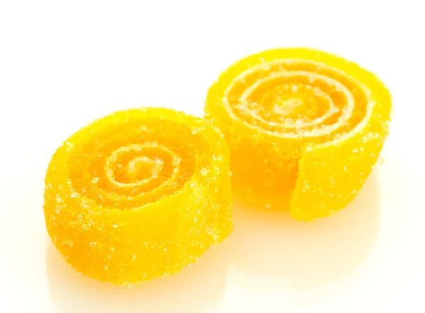 Yellow jelly candies isolated on white — Stock Photo, Image