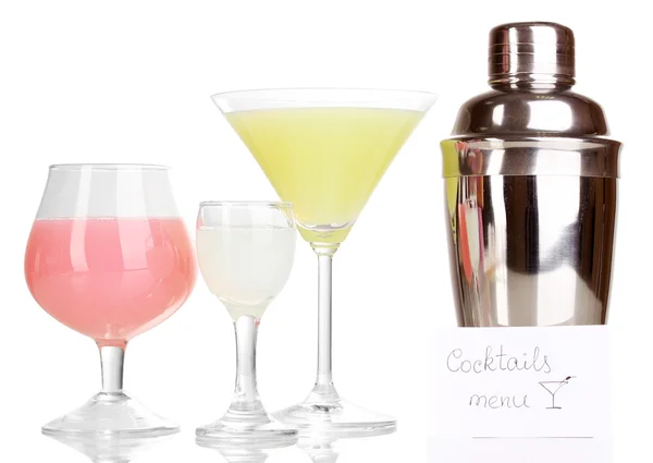 Tasty cocktails isolated on white — Stock Photo, Image