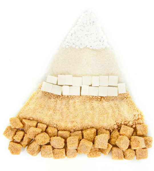 Edulcorante con zucchero bianco e marrone primo piano — Foto Stock