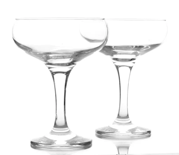 空のグラス シャンパン、白で隔離されるの — ストック写真