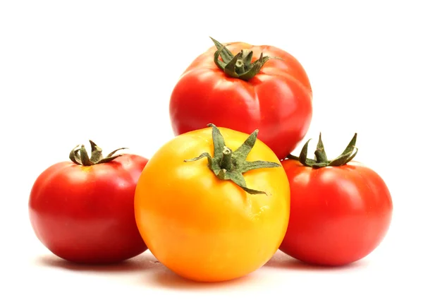 빨간색과 노란색 토마토 흰색 절연 — 스톡 사진