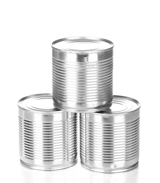 Latas de lata isoladas em branco — Fotografia de Stock