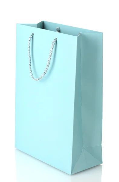 Blaue Einkaufstasche isoliert auf weiß — Stockfoto