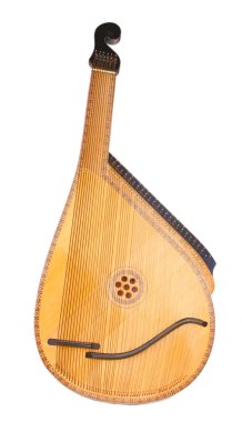 Retro bandura- Ukrainian musical instrument isolated on white clipart