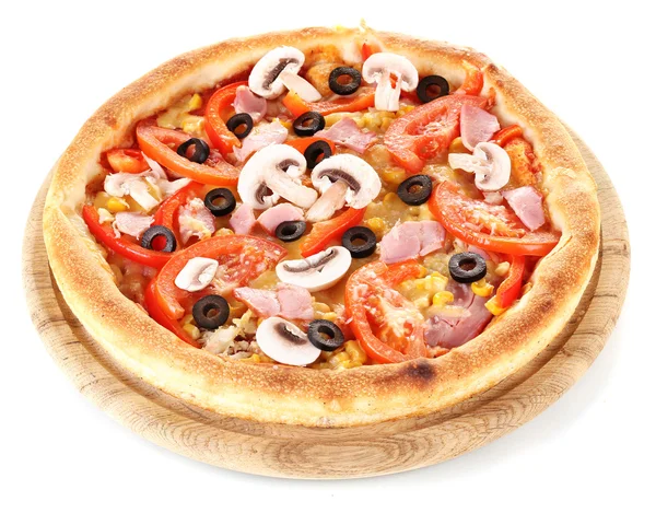 Aromatic pizza isolated on white — Stock Photo, Image