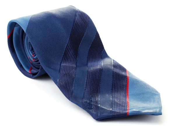Elszigetelt fehér kék hengerelt nyakkendő — Stock Fotó