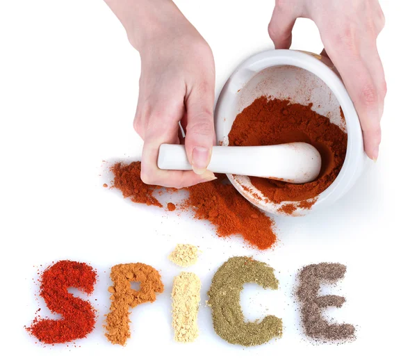 Mortar with bright spice — Stock Photo, Image