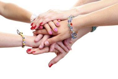 Group of young 's hands isolated on white clipart