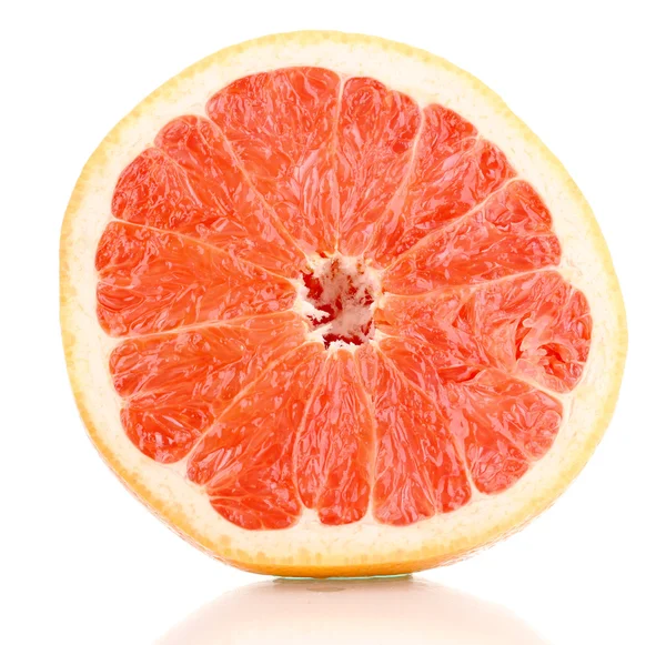 De helft van rijp grapefruit geïsoleerd op wit — Stockfoto