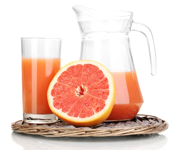葡萄柚汁和葡萄柚上白色隔离 — 图库照片