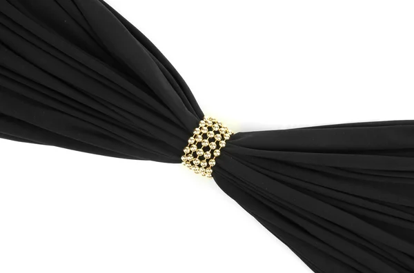 Paño negro atado con perlas aisladas en blanco —  Fotos de Stock