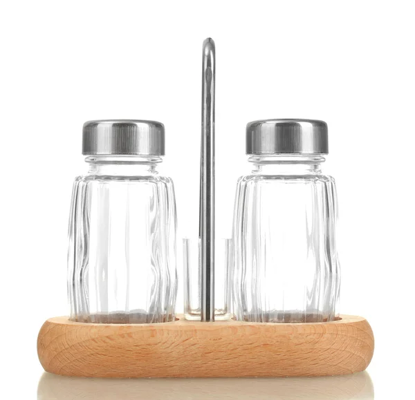 Molinos vacíos de sal y pimienta aislados en blanco — Foto de Stock