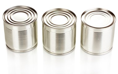 Tin cans isolated on white clipart