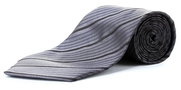 Gray rolled tie isolated on white — Stock Photo, Image