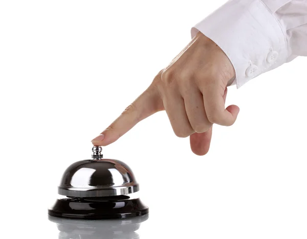 Ручной звонок в обслуживании колокол изолирован на белом — стоковое фото