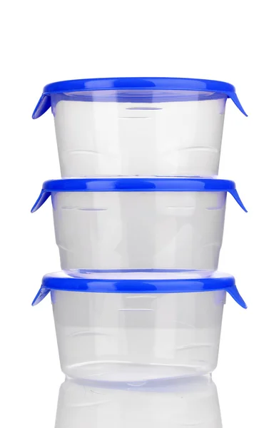 Пластикові контейнери для їжі ізольовані на білому — стокове фото