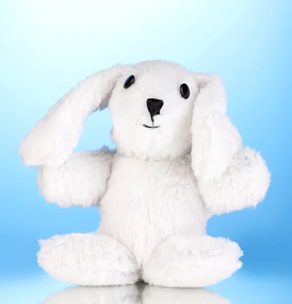 Toy bunny on blue background — Stock Photo, Image