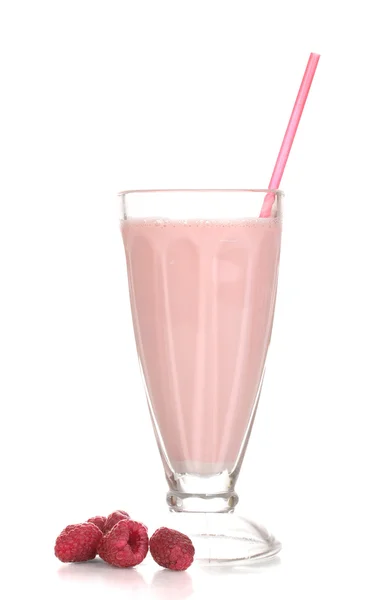 Raspberry milk shake isolated on white — Stock Photo, Image