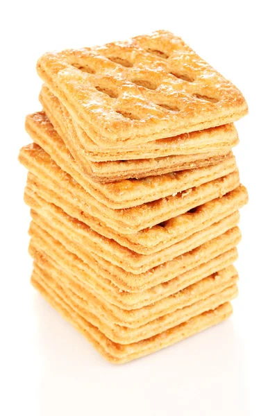 Zoete koekjes in stapel geïsoleerd op wit — Stockfoto